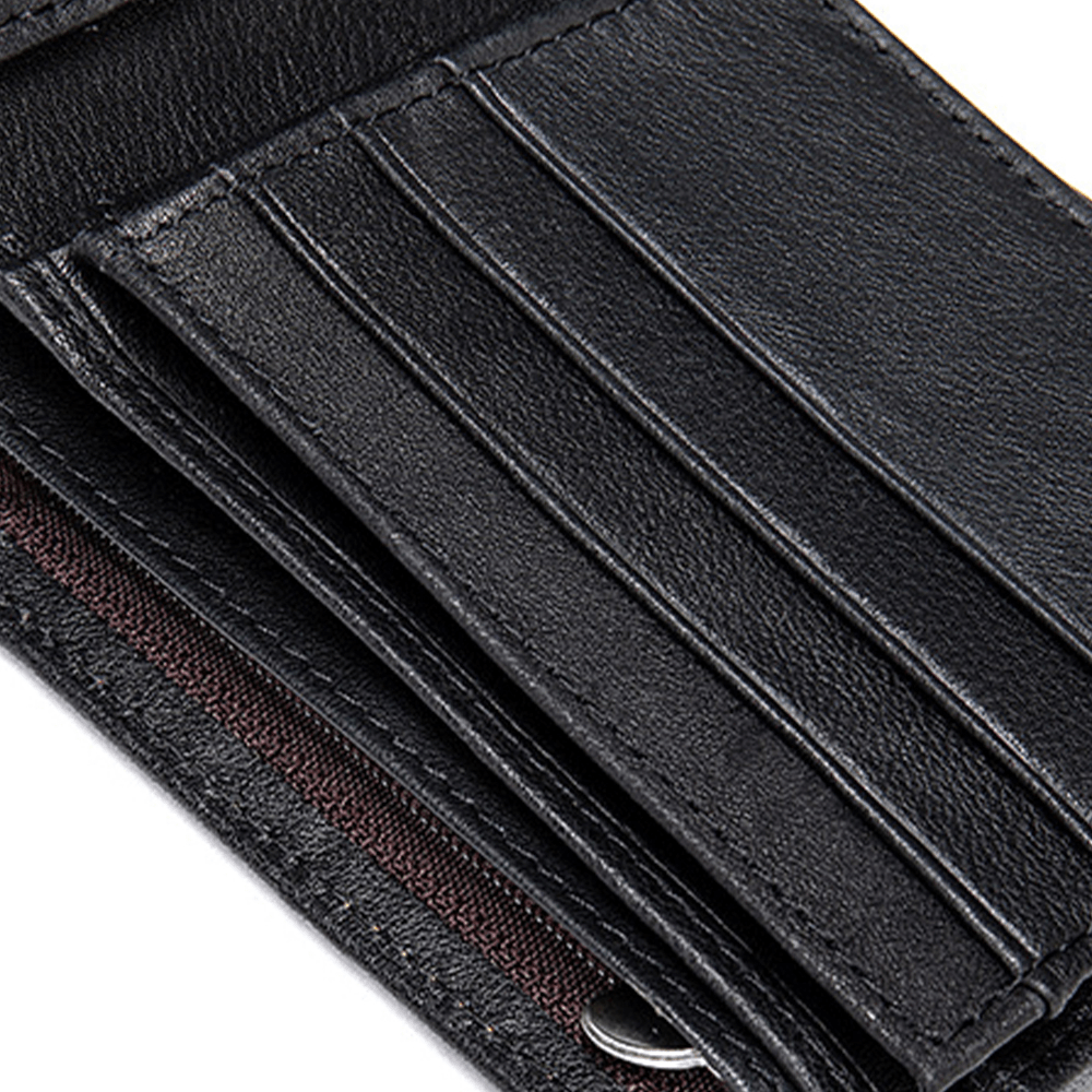 Men Genuine Leather RFID Blocking Anti-Theft Retro Multi-Functional Card Holder Wallet with Chain - MRSLM