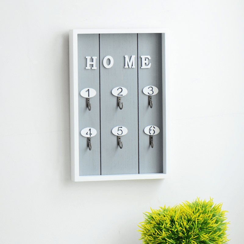Wooden Key Box Shabby Wall Hanging Storage Keys Hook Cabinet Home Decorations - MRSLM