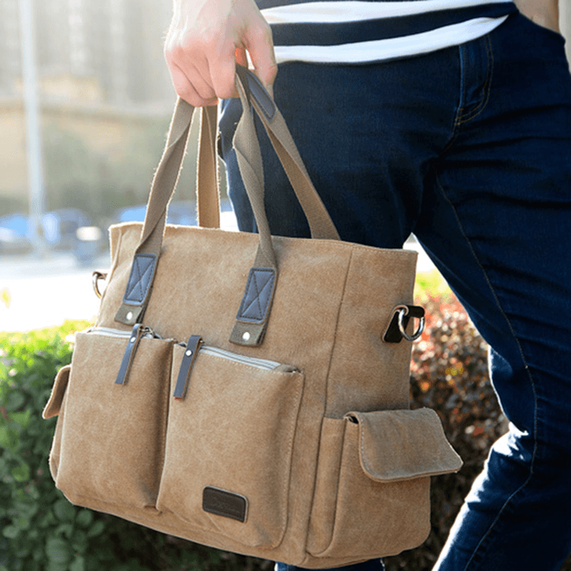 Large Capacity Men Women Canvas Multifunctional Crossbody Bag Canvas Outdoor Handbag - MRSLM