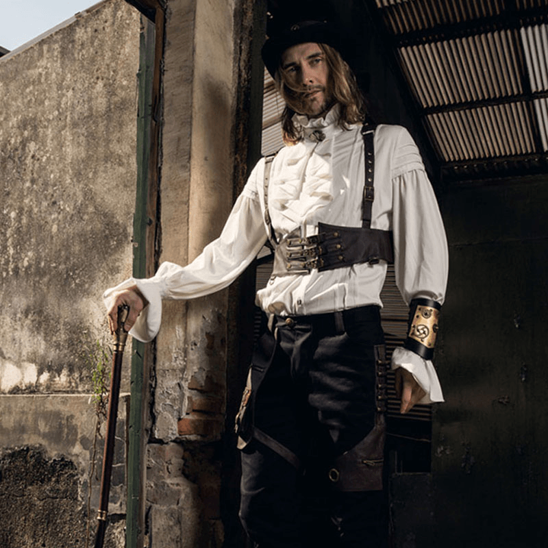 Gear Duke Steampunk Industrial Gothic Gothic Sling Fashion Strap Men'S Slim Short Leather Vest Women - MRSLM