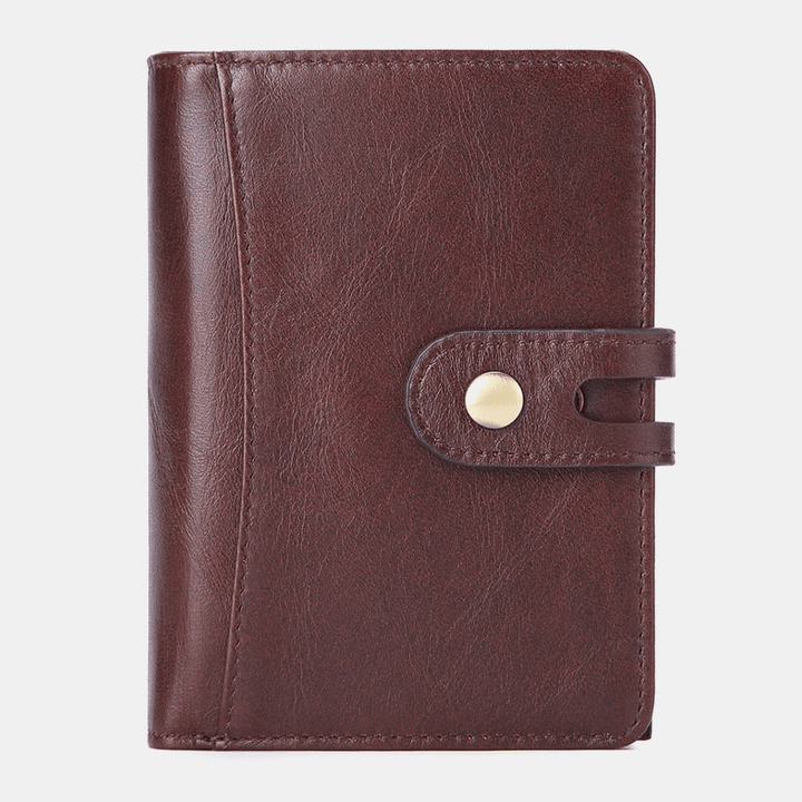 Men Genuine Leather Fashion Design Retro Style Zipper Wallet - MRSLM