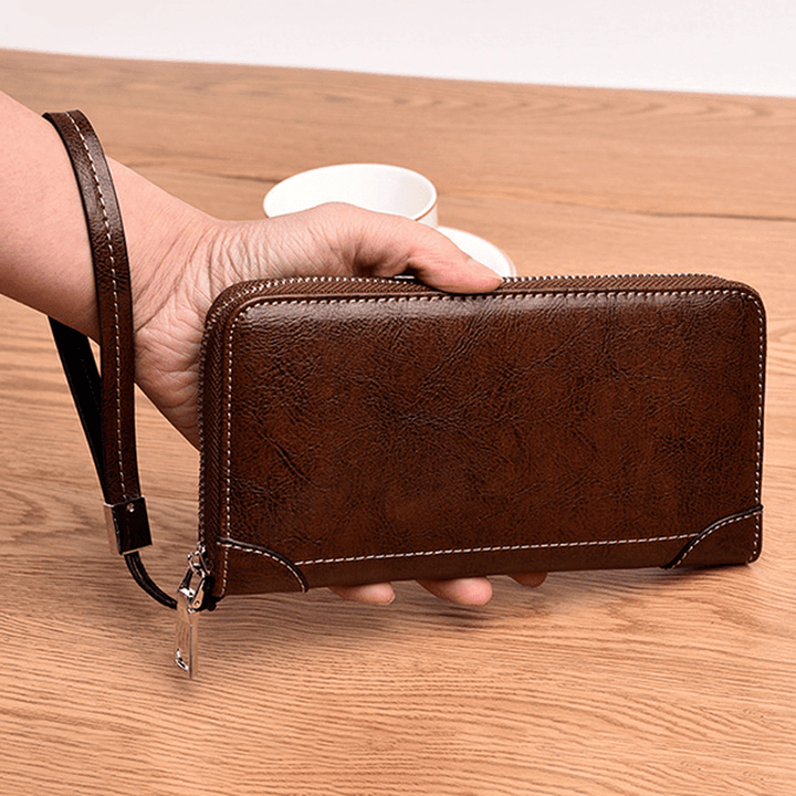 Men Retro PU Long Wallet Card Holder 5.5 Inches Phone Bag - MRSLM