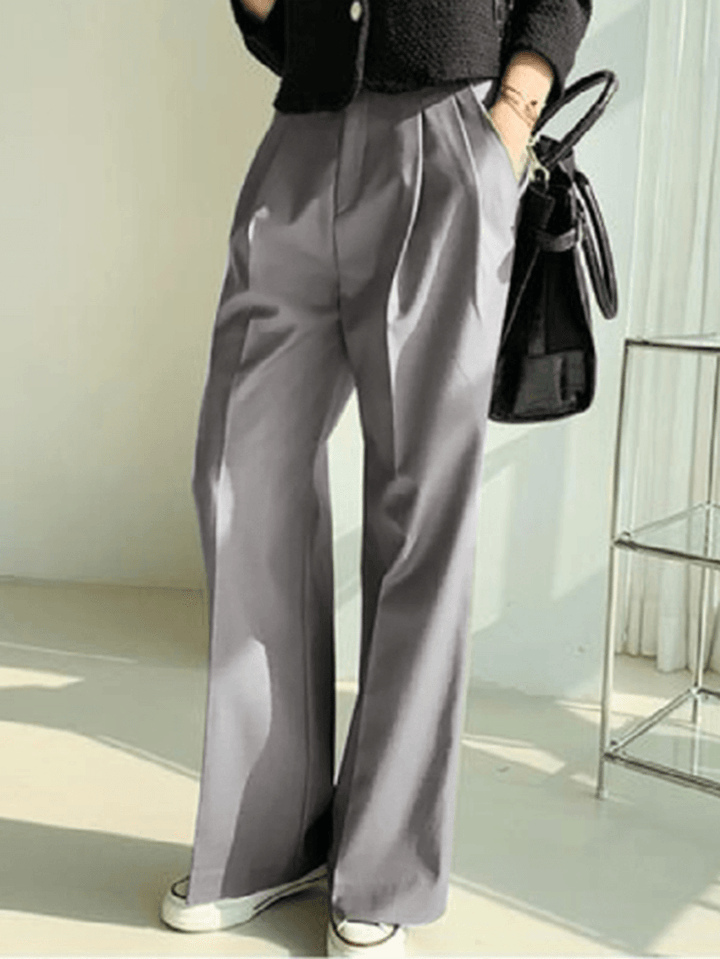 100% Polyester Solid Side Pockets Work Pants for Women - MRSLM