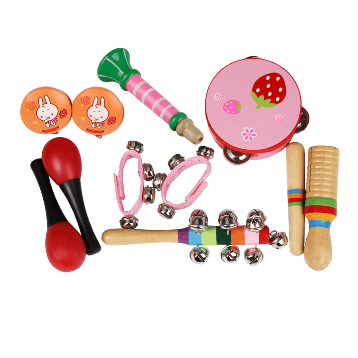 10Pcs Musical Toy Percussion Safe Non-Toxic Toys Musical Instruments Educational Tools Rhythm Kit for Kids Toddlers Early Education - MRSLM