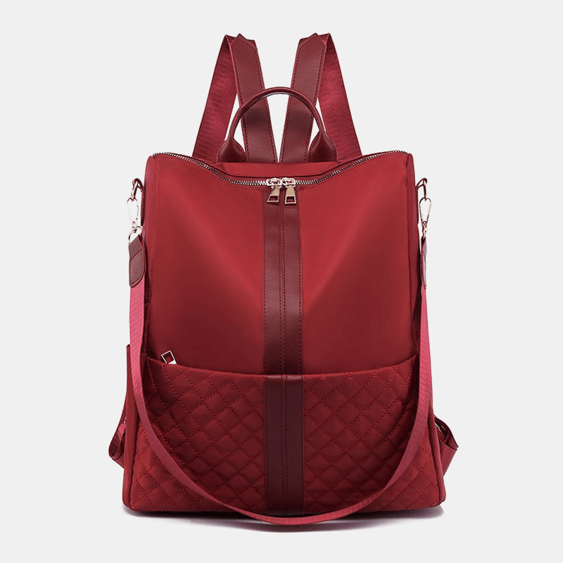 Women Casual Soild Strap Design Large Capacity 14 Inch Laptop Handbag Backpack - MRSLM
