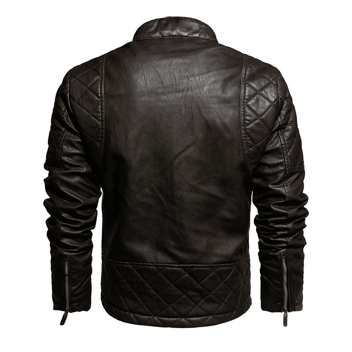 Autumn and Winter Leather Motorcycle Jacket Men plus Velvet to Keep Warm - MRSLM