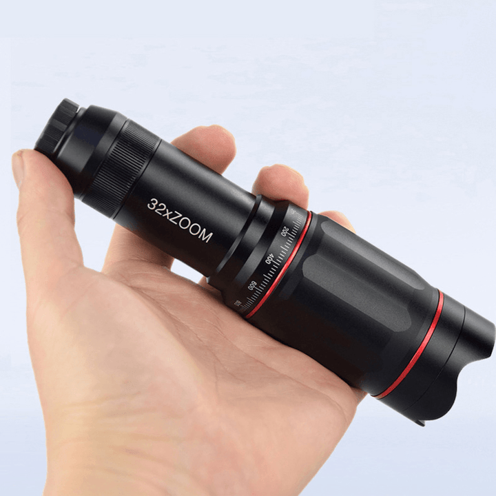 IPREE® 32X Metal Monocular Telescop Set Professional Telephoto Zoom Outdoor Camping Retractable with Tripod Phone Clip Supports Smartphone - MRSLM