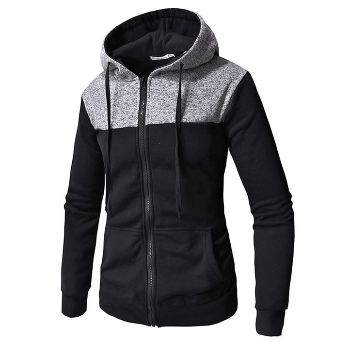 Hooded Color Block Casual Sweater Men'S Jacket Cardigan - MRSLM