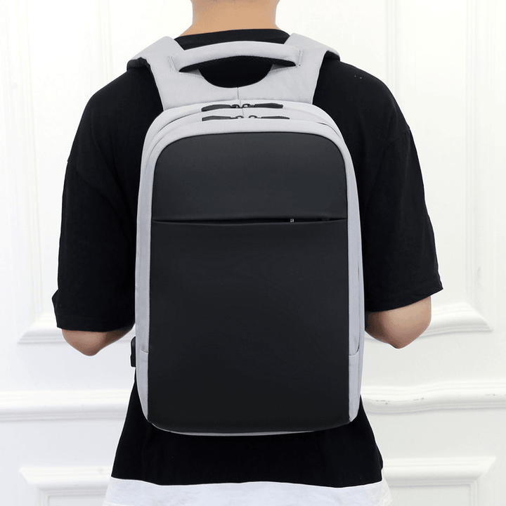 Men Polyester 15.6 Inch USB Charging Waterproof Business Laptop Bag Backpack - MRSLM
