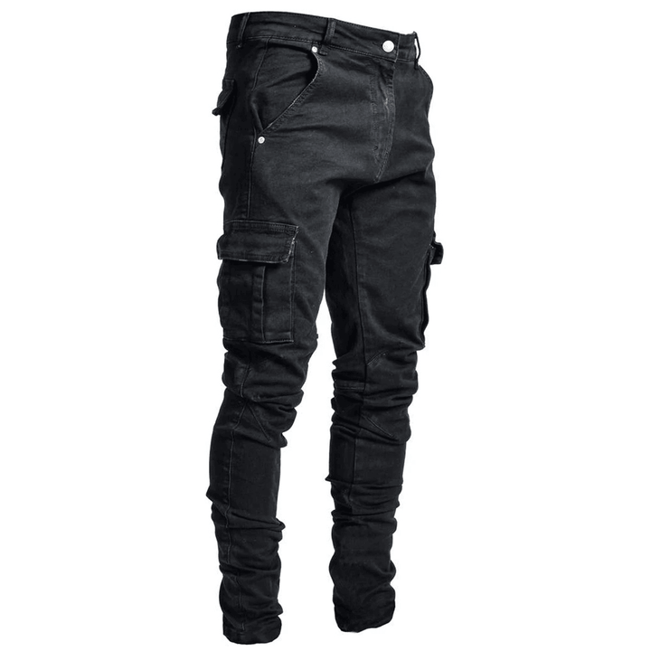 Fashionable and Simple Men'S Multi-Pocket Tooling Jeans - MRSLM