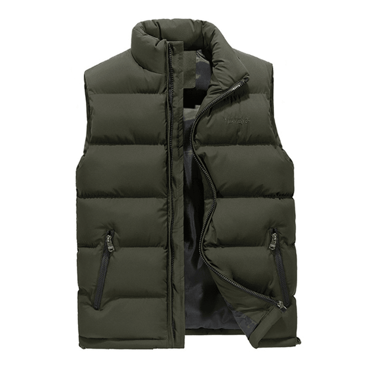 Thick Warm Sleeveless Coat Stand Collar Inluslated Padded Vest for Men plus Size M-4XL - MRSLM