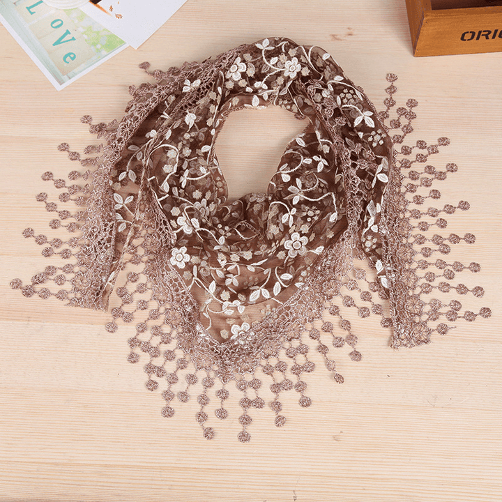 Women'S New Creative Lace Fringed Silk Scarf - MRSLM