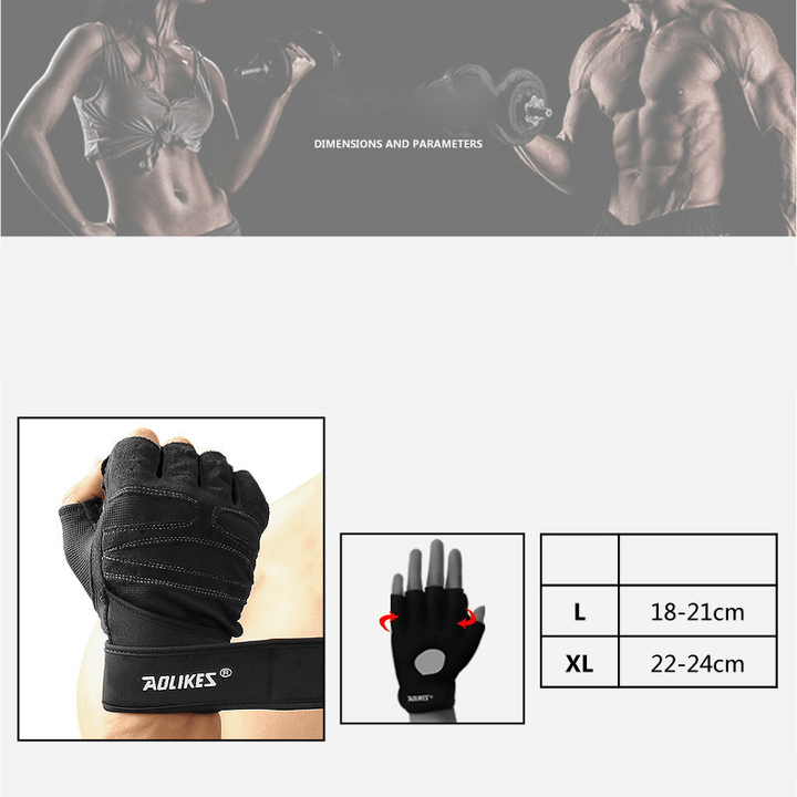 Fitness Gloves Men and Women Exercise Equipment Dumbbell Exercise Weightlifting Half-Finger Gloves Training Gym Breathable Non-Slip - MRSLM