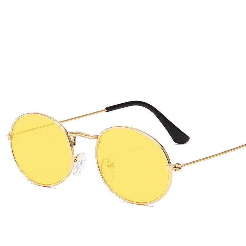 New Trend Retro round Frame Sunglasses Fashion Men and Women Sunglasses Metal Water Drop Oval Sunglasses - MRSLM