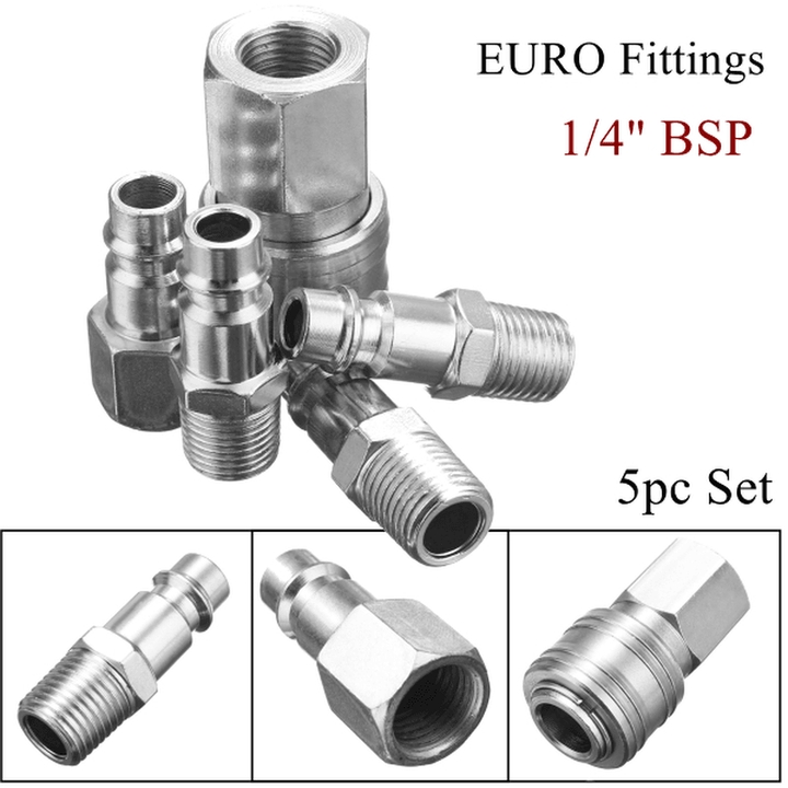1/4 EURO Air BSP Hose Compressor Tail Airline Fitting Quick Connector Release - MRSLM