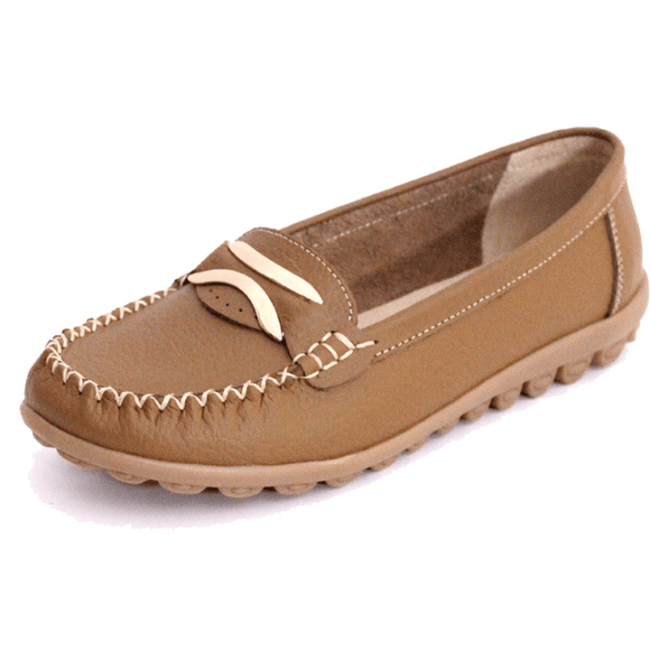 Women Casual Autumn Flats round Toe Shoes Soft Bottom Flat Loafers - MRSLM