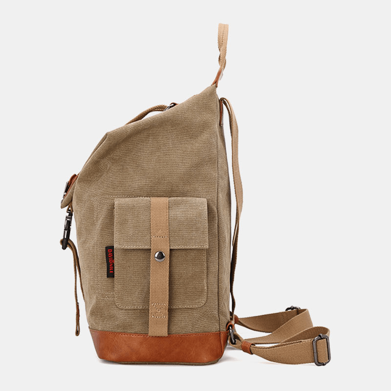 Men Canvas Geometry Letter Printed Pattern Multi-Pocket Backpack 15.6 Inch Laptop Bag Travel Bag - MRSLM