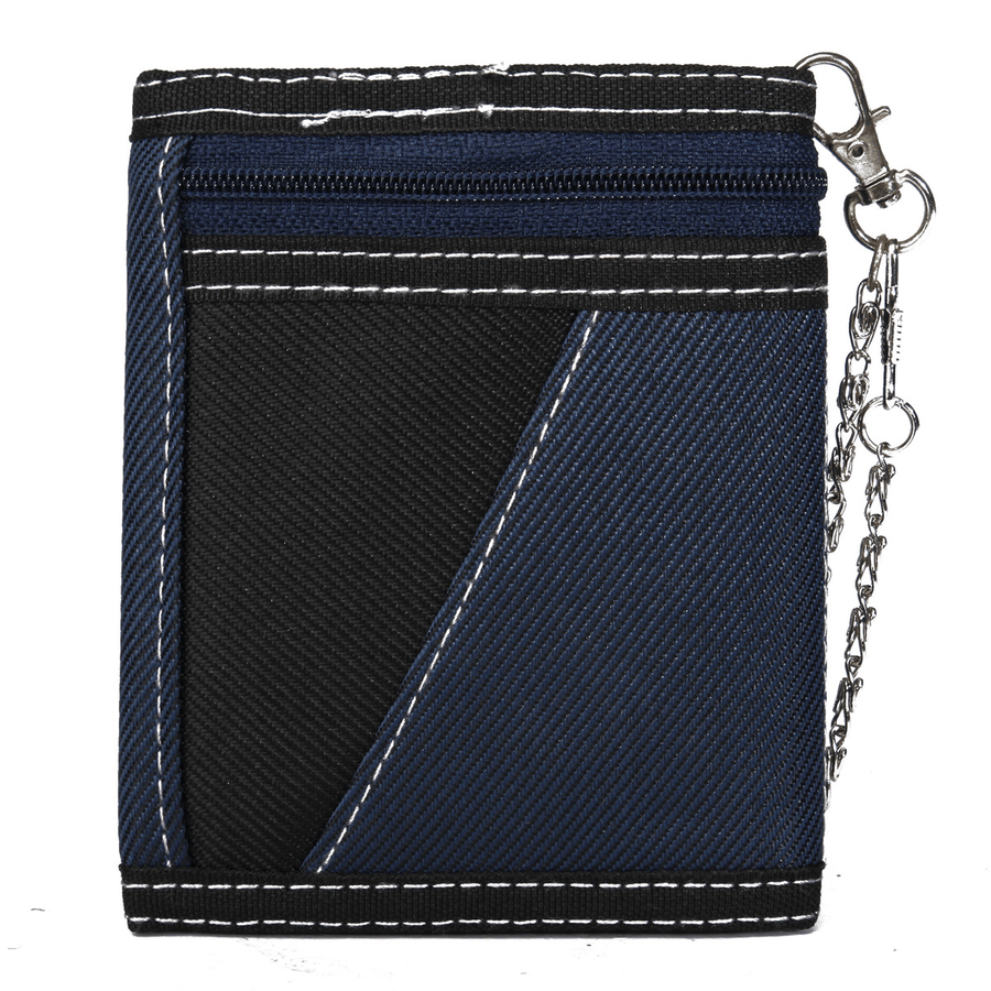 Men Wallets Casual Canvas Wallet Vertical Patchwork Design Male Purse Wallets Waist Wallet - MRSLM