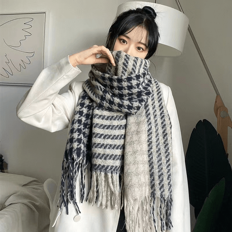 Imitated Wool All-Match Double-Sided Autumn and Winter Thickened Warm Scarf - MRSLM