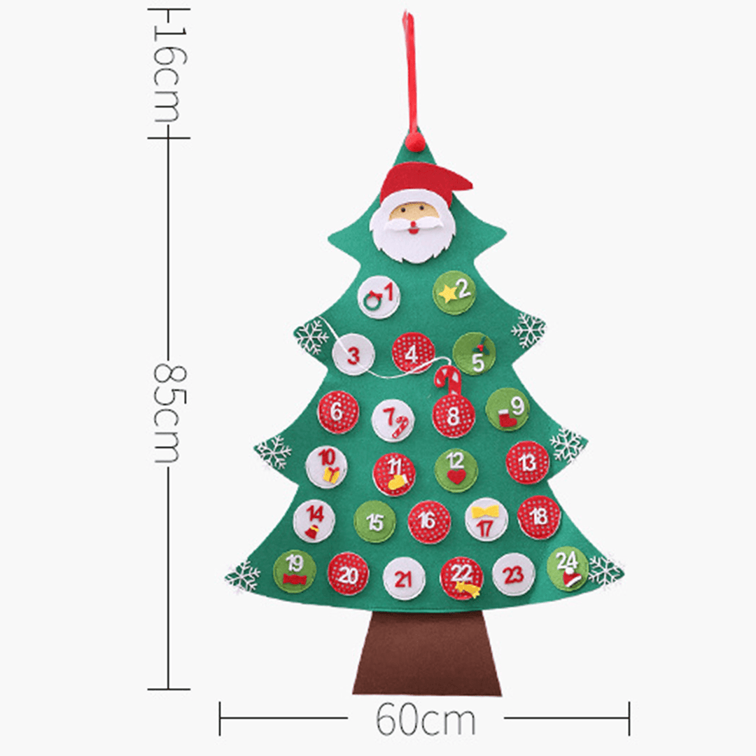 Felt Countdown to Christmas Advent Calendar Xmas Tree Gift Wall Hanging Decorations - MRSLM