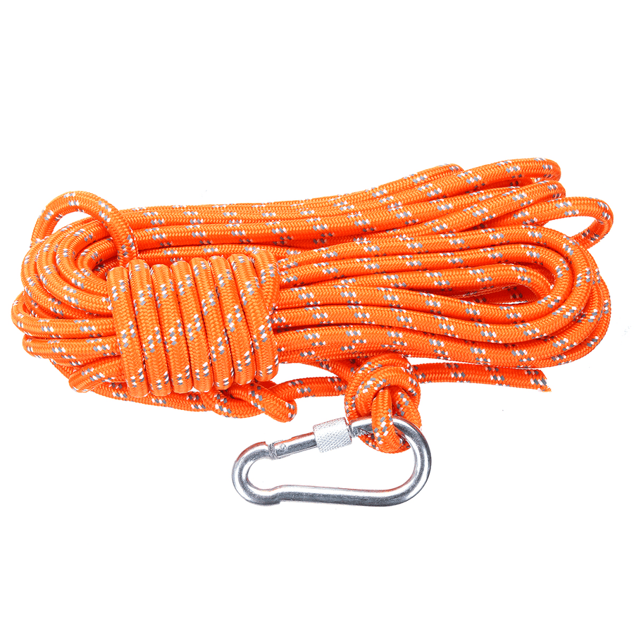 Outdoor Climbing Rope 8MM Diameter, 10M(32Ft) Escape Rope with Hook Fire Rescue Parachute Rope Climbing Equipment - MRSLM