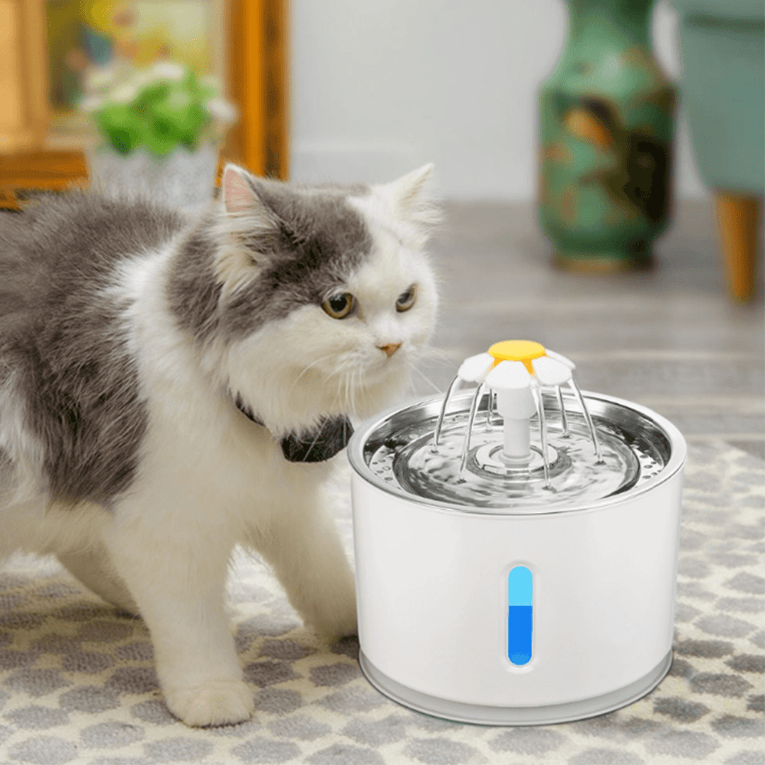 Automatic Pet Drinking Fountain 1.5W 100~240V with LED Mute Water Dispenser-Eu/Us Plug - MRSLM