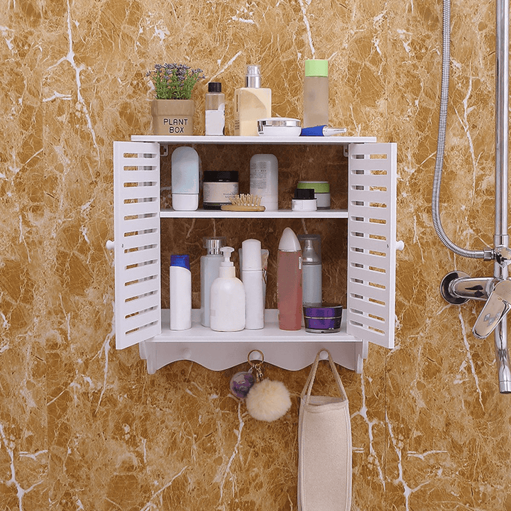 2-Tier Bathroom Holder Wall Mount Shelf Shower Cosmetic Storage Closet Organizer - MRSLM