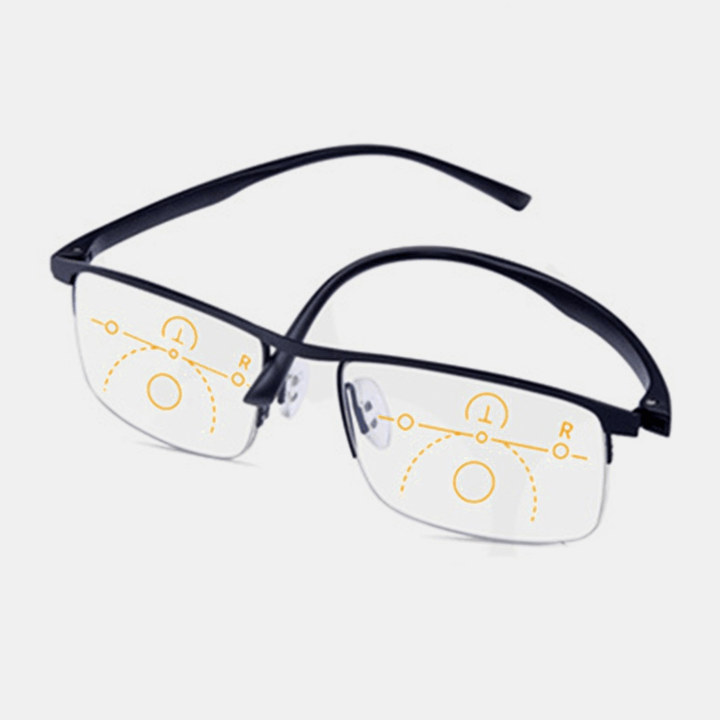 Unisex Anti-Blue Light Dual-Use Lightweight Multi-Focus Half-Frame Reading Glasses Presbyopic Glasses - MRSLM