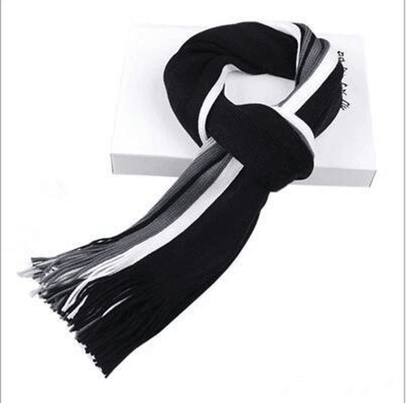 Men'S Striped Scarf Korean Style All-Match - MRSLM