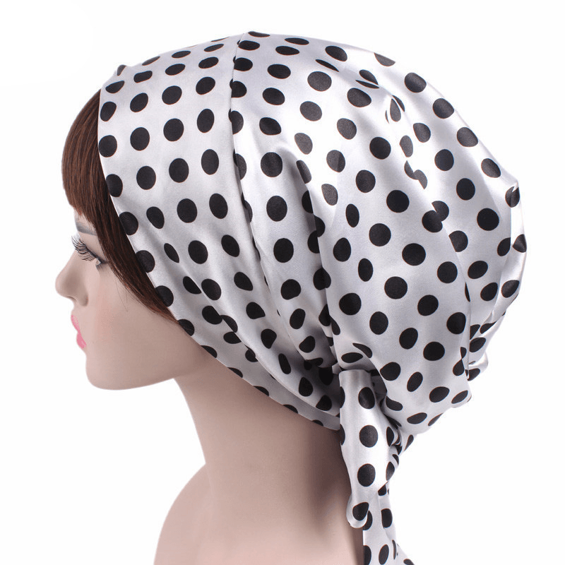 Satin Print Ribbon Bow Turban Hat - MRSLM