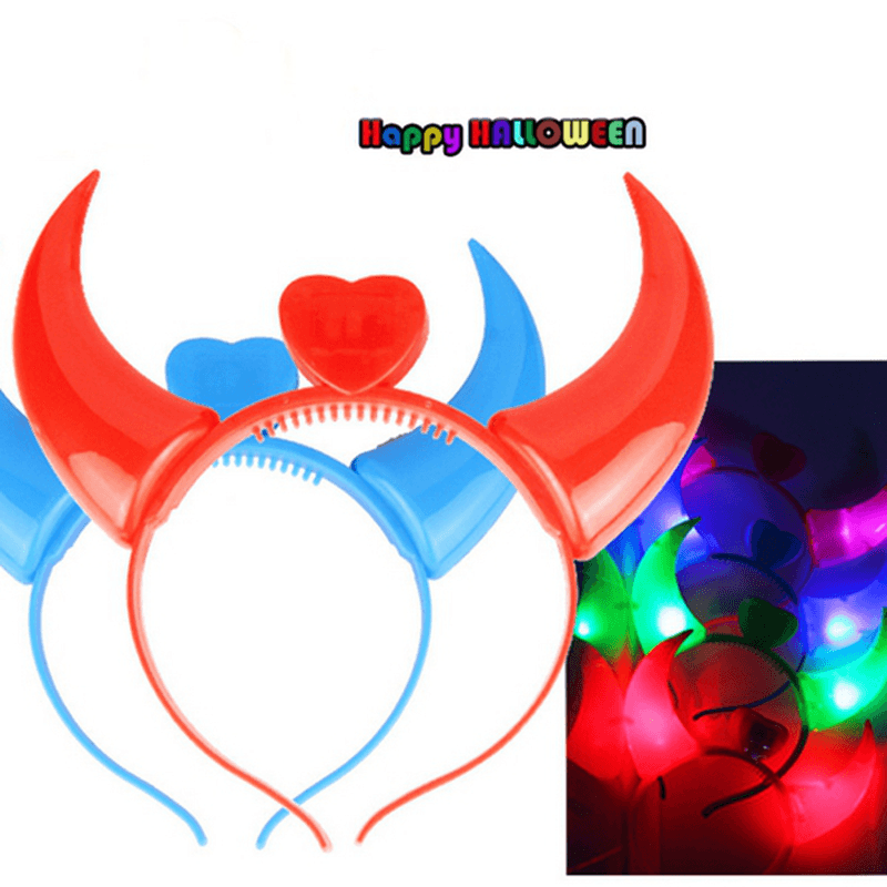 Halloween Costumes Devil Horns LED Flashlight Colorful Wedding Party Decor Supplies - MRSLM