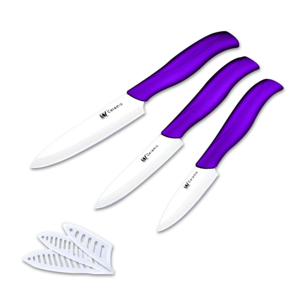 XYJ 3PCS Ceramic Knife Set 3" 4" 5" Kitchen Knife Set Vegetable Cutter Slicing Knife Utility Knife Paring Knife - MRSLM