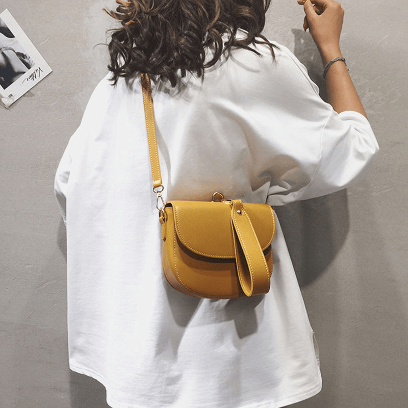 Women Irregular Shape Solid Saddle Bag Satchel Shoulder Bag - MRSLM