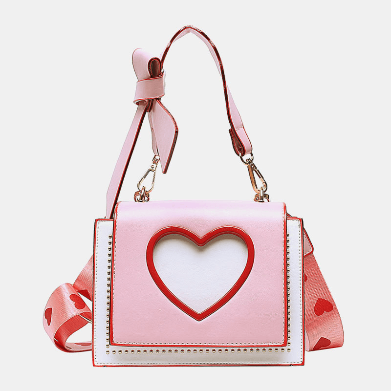 Women Valentine'S Day Hollow Out Love Embroidered Crossbody Bag Shoulder Bag Handbag - MRSLM