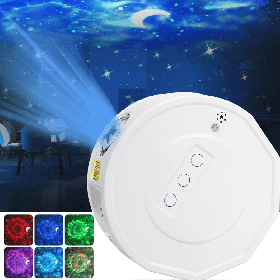 LED Light Music Galaxy Starry Water Wave Projector Night Lamp Decor Xmas Gift - MRSLM