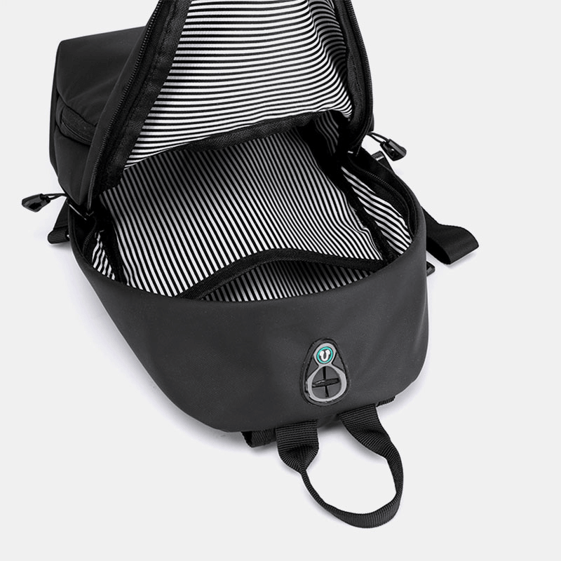 Men Nylon Earphone Hole Waterproof Outdoor Crossbody Bag Chest Bag Sling Bag - MRSLM