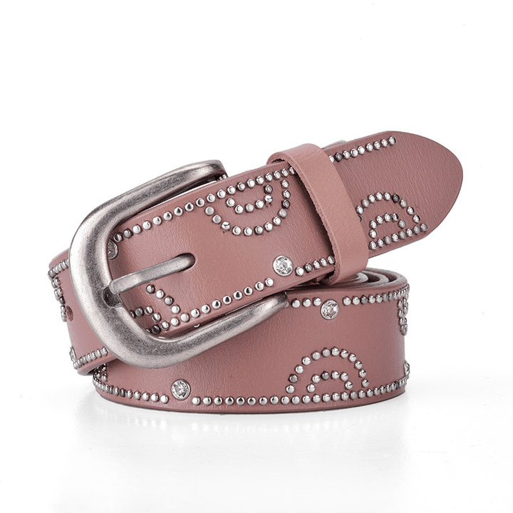 Girly Pants Belt with Rhinestone Inlaid Alloy Pin Buckle - MRSLM