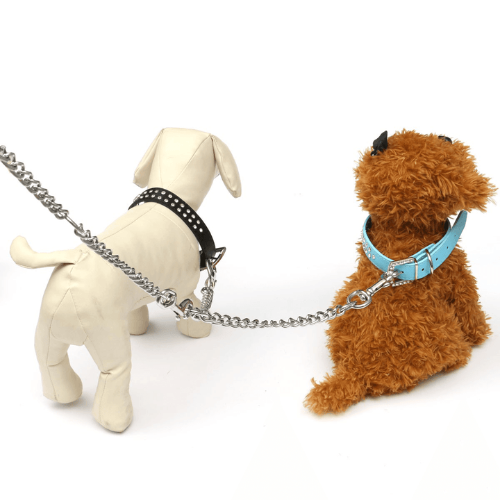 Double Dog Puppy Coupler Twin Lead Chain Leash 2 Way 2 Pet Dogs Walking - MRSLM