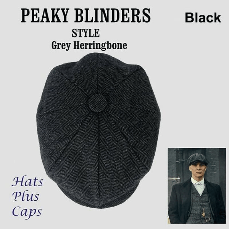 Men's Herringbone Wool Newsboy Cap Gatsby Flat Cap - MRSLM