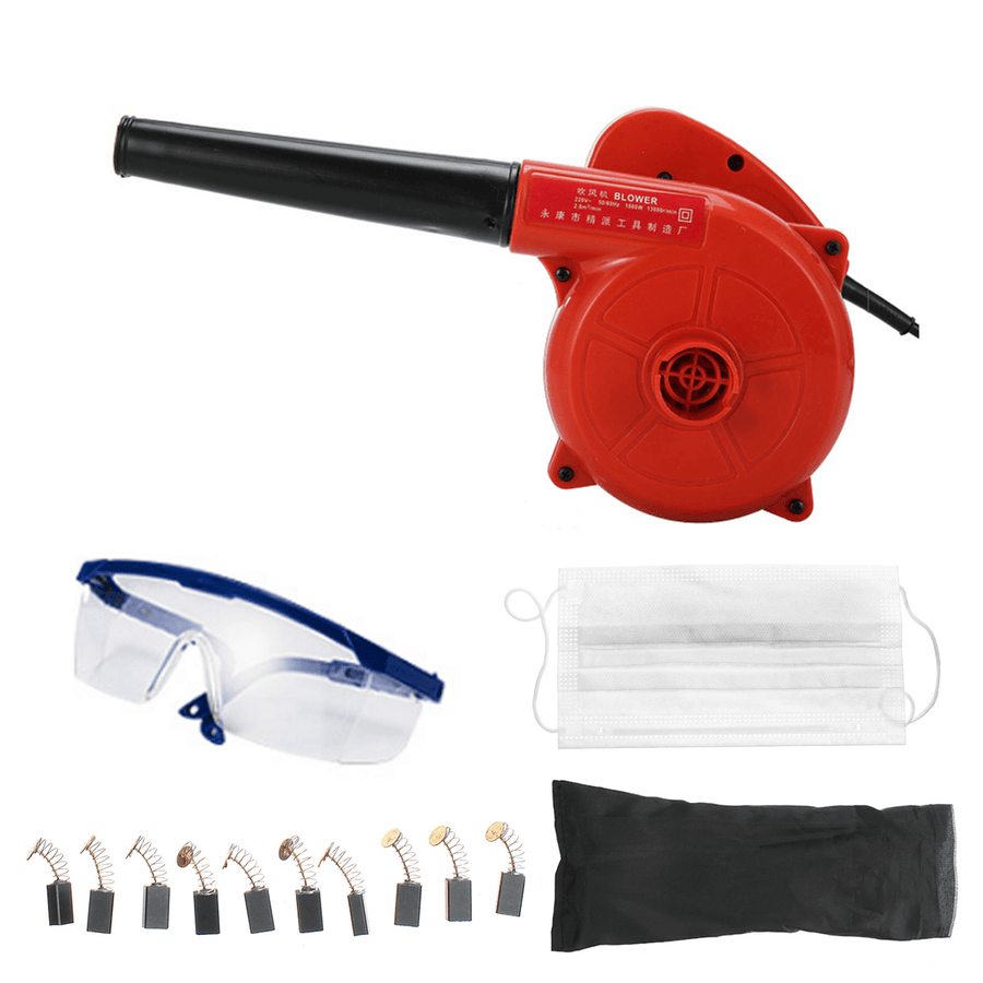 220V 500W Electric Air Blower Handheld Computer Cleaning Machine Home Car Dust Vacuum Cleaner W/ Mask & Goggles & 10Pcs Carbon Brush - MRSLM