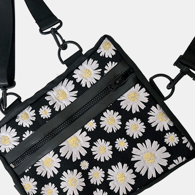 Women Daisy Casual Flower Nylon Crossbody Bag Shoulder Bag - MRSLM