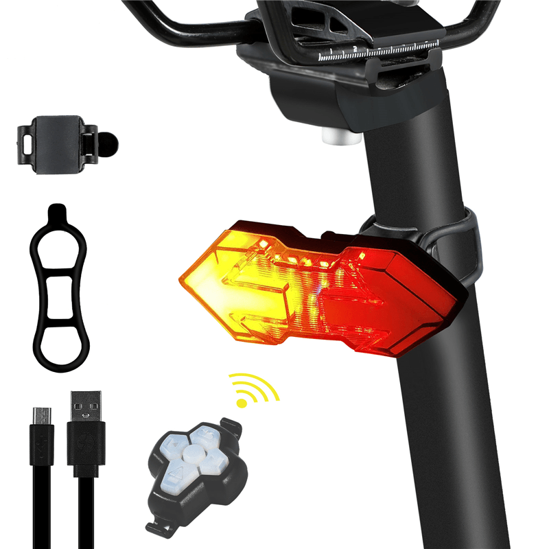 WEST BIKING 500Mah Five Modes Bicycle Wireless Remote Control Taillight Turn Signal USB Rechargeable Night Ride Warning Bike Mountain Bike Night Light - MRSLM