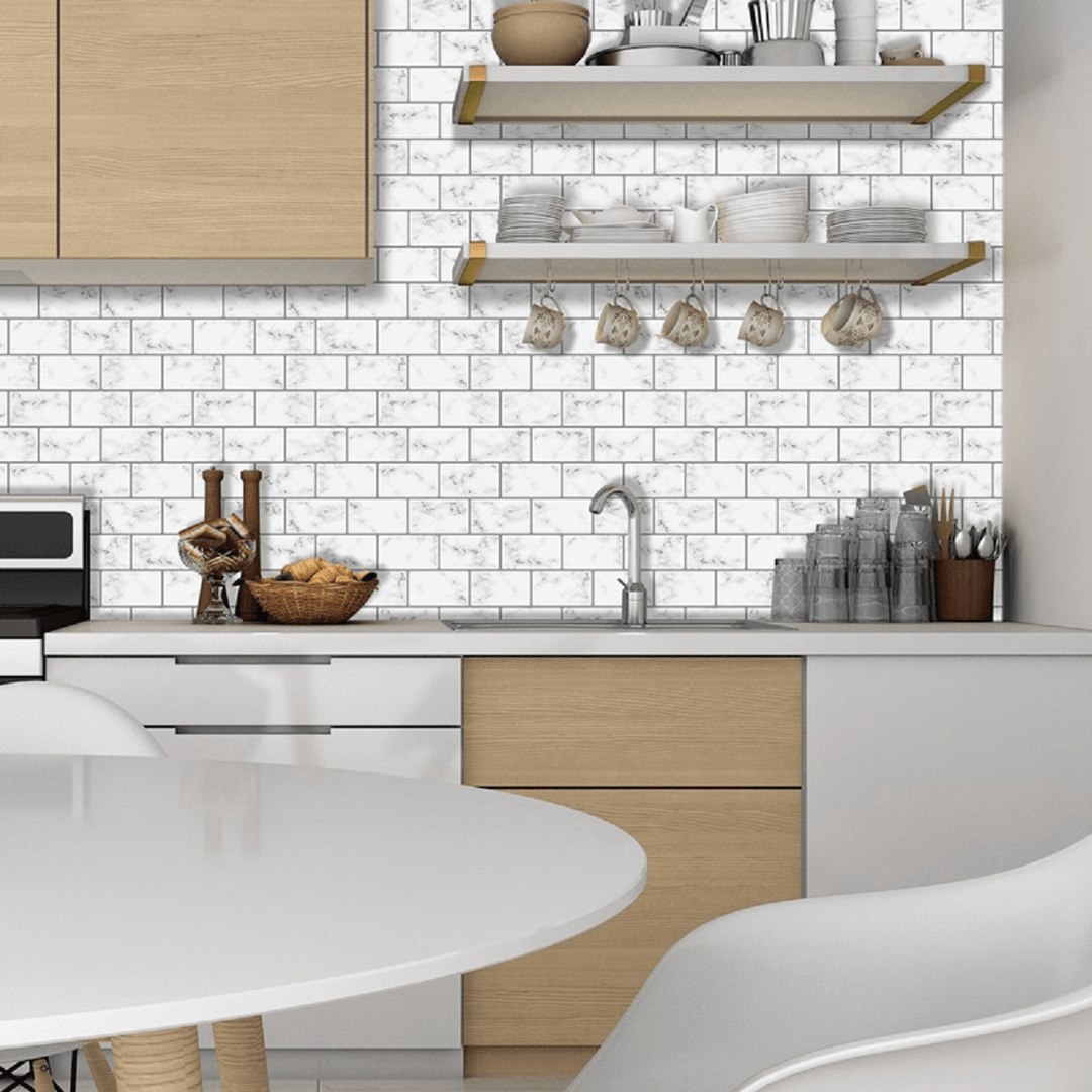10Pcs Self-Adhesive Marble Pattern Wall Sticker Waterproof Kitchen Bathroom Decoration - MRSLM