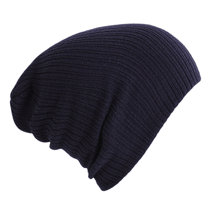 Solid Color Striped Woolen Hat Cap - MRSLM