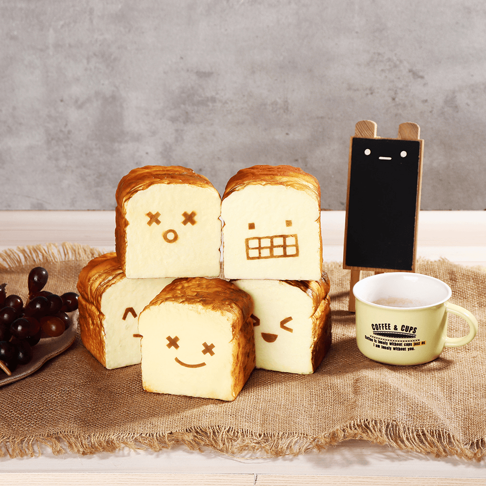 Bread Squishy Toast 8CM Funny Expressions Jumbo Gift Collection with Packaging - MRSLM