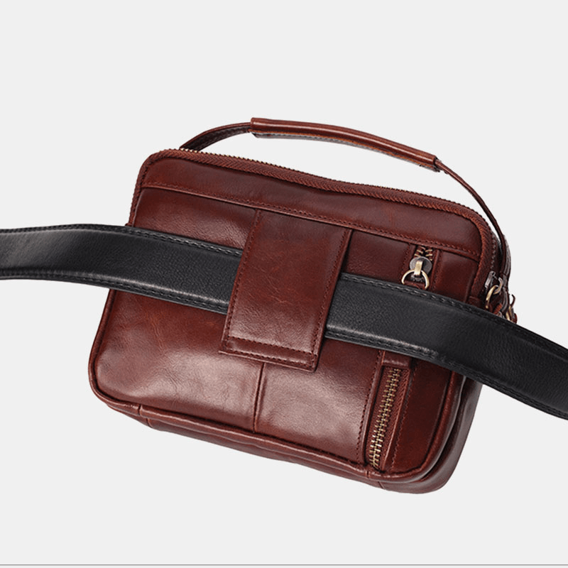 Men Genuine Leather Small Crossbody Bag Handbag - MRSLM
