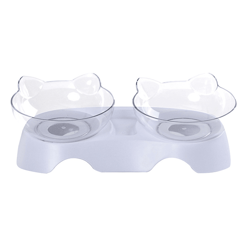 15 Degree Raised Pet Bowls Cats Food Water Feeder Plastic Tilted Elevated Bowl for Pets Care - MRSLM