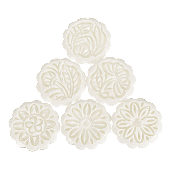 4 Sets Mooncake Pastry Press Mold 100G 50G DIY Flower Pattern Mould Decor W/ 20 Stamps round Square - MRSLM