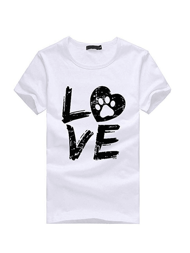 LOVE Print round Neck Short Sleeve Casual T-Shirts for Women - MRSLM