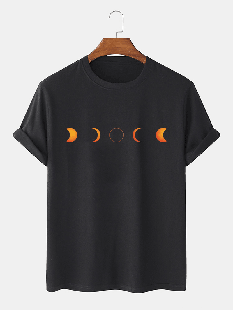 Cotton Designer Lunar Eclipse Print Breathable Short Sleeve T-Shirts - MRSLM